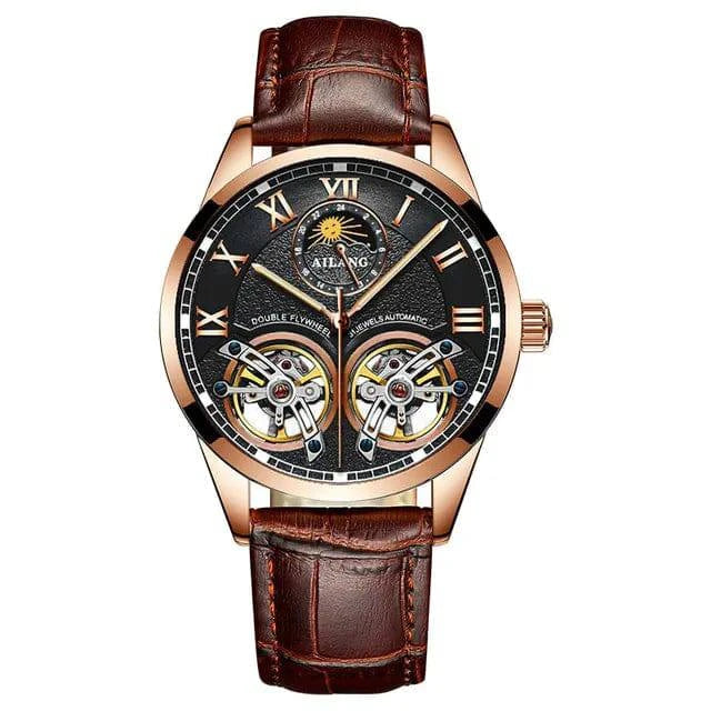 AILANG Original Design men's Double Flywheel Automatic Mechanical Watch Fashion Leisure Business Luxury Clock - ALL TRENDY STUFF