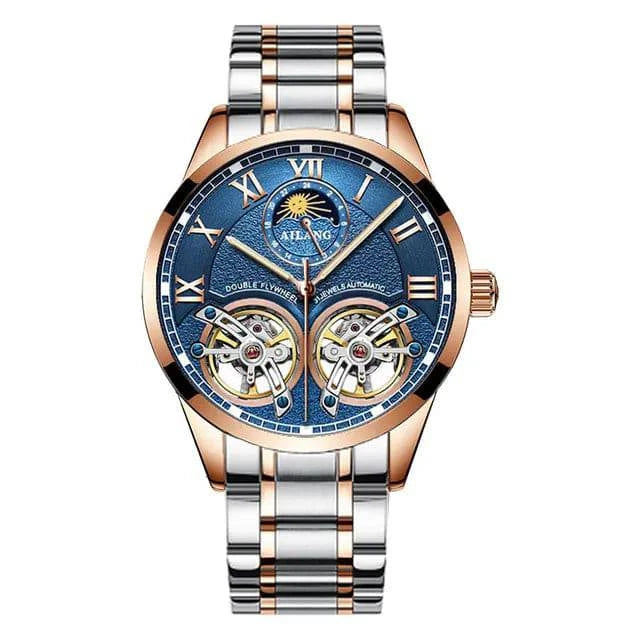 AILANG Original Design men's Double Flywheel Automatic Mechanical Watch Fashion Leisure Business Luxury Clock - ALL TRENDY STUFF