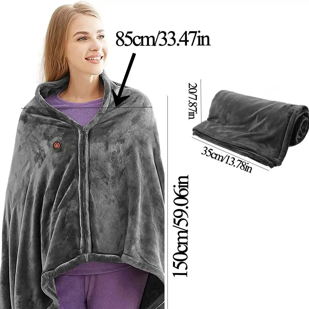 Electric Heating Outer Shawl Blanket Two-Sided Coral Fleece Warm Body Shawl Cloak USB Heating Blanket Cold-Proof Warm Blanket - ALL TRENDY STUFF