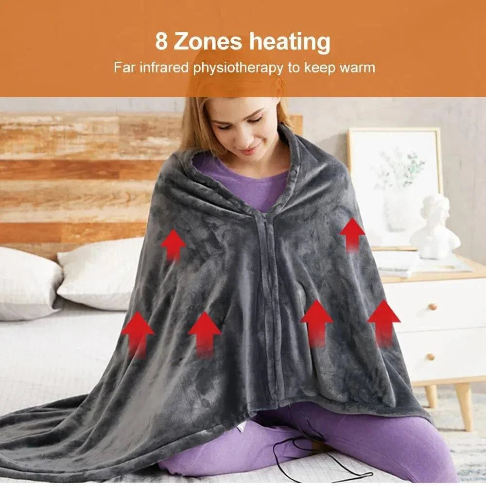 Electric Heating Outer Shawl Blanket Two-Sided Coral Fleece Warm Body Shawl Cloak USB Heating Blanket Cold-Proof Warm Blanket - ALL TRENDY STUFF