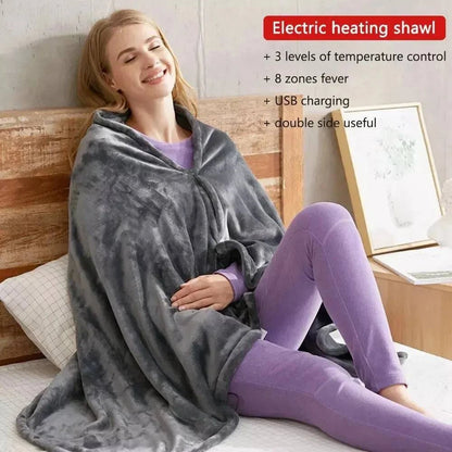 Electric Heating Outer Shawl Blanket Two-Sided Coral Fleece Warm Body Shawl Cloak USB Heating Blanket Cold-Proof Warm Blanket - ALL TRENDY STUFF