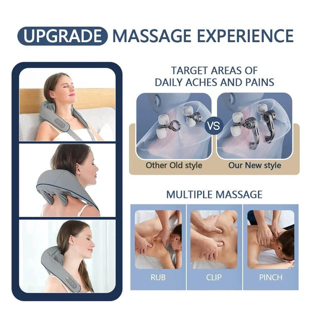 Electric Neck And Back Massager Wireless Neck And Shoulder Kneading Massage Pillow Cervical Back Muscle Relaxing Massage Shawl - ALL TRENDY STUFF