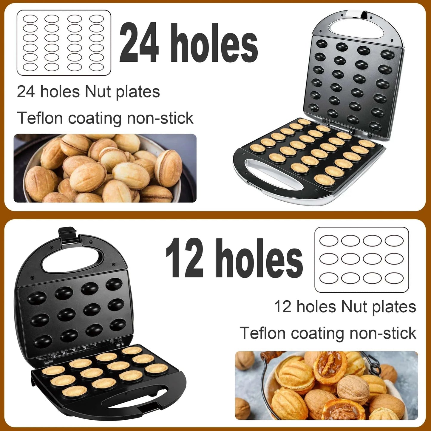 Electric Walnut Cake Waffle Maker With Nuts 12 Holes Cooking Kitchen Biscuits Making for Baking Business Nuts Waffle Sonifer - ALL TRENDY STUFF