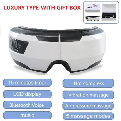 Eye Massager Vibration Therapy Air Pressure Heating Massage Relax Health Care Fatigue Stress Bluetooth Music Improve Vision - ALL TRENDY STUFF