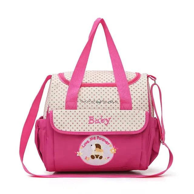 Fashion Mommy Bag Multifunctional and Large Capacity Cartoon Little Bear One Shoulder Oblique Straddle Bag Mommy Bag Five Set - ALL TRENDY STUFF