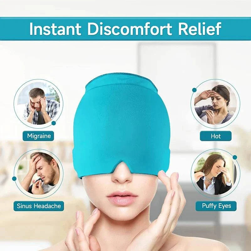 Form Fitting Gel Ice Headache Migraine Relief Hat Cold Compress Therapy Cap  Ice Head Wrap Pack Mask  for Tension Sinus Stress - ALL TRENDY STUFF