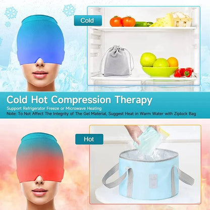 Form Fitting Gel Ice Headache Migraine Relief Hat Cold Compress Therapy Cap  Ice Head Wrap Pack Mask  for Tension Sinus Stress - ALL TRENDY STUFF