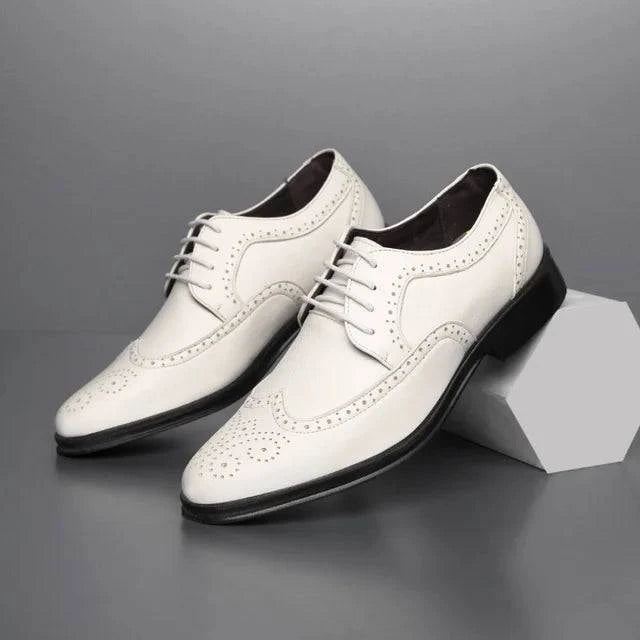 Leather Brogue Dress Shoes Classic Business Formal Shoes Man Handcrafted Men's Oxford Shoes Genuine Calfskin - ALL TRENDY STUFF