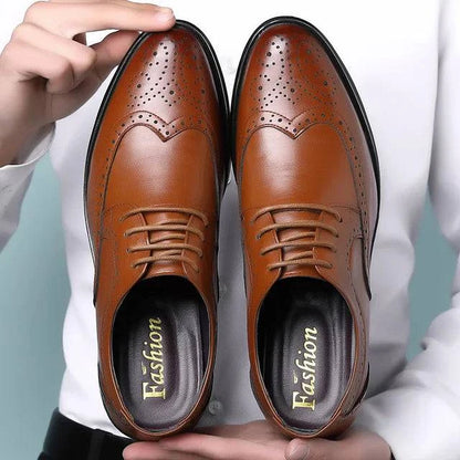 Leather Brogue Dress Shoes Classic Business Formal Shoes Man Handcrafted Men's Oxford Shoes Genuine Calfskin - ALL TRENDY STUFF