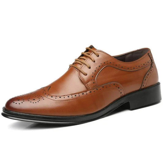 Leather Brogue Dress Shoes Classic Business Formal Shoes Man Handcrafted Men's Oxford Shoes Genuine Calfskin - ALL TRENDY STUFF