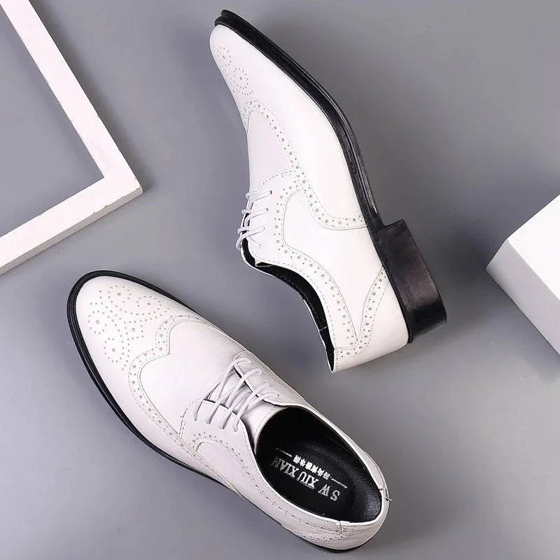 Leather Brogue Dress Shoes Classic Business Formal Shoes Man Handcrafted Men's Oxford Shoes Genuine Calfskin - ALL TRENDY STUFF