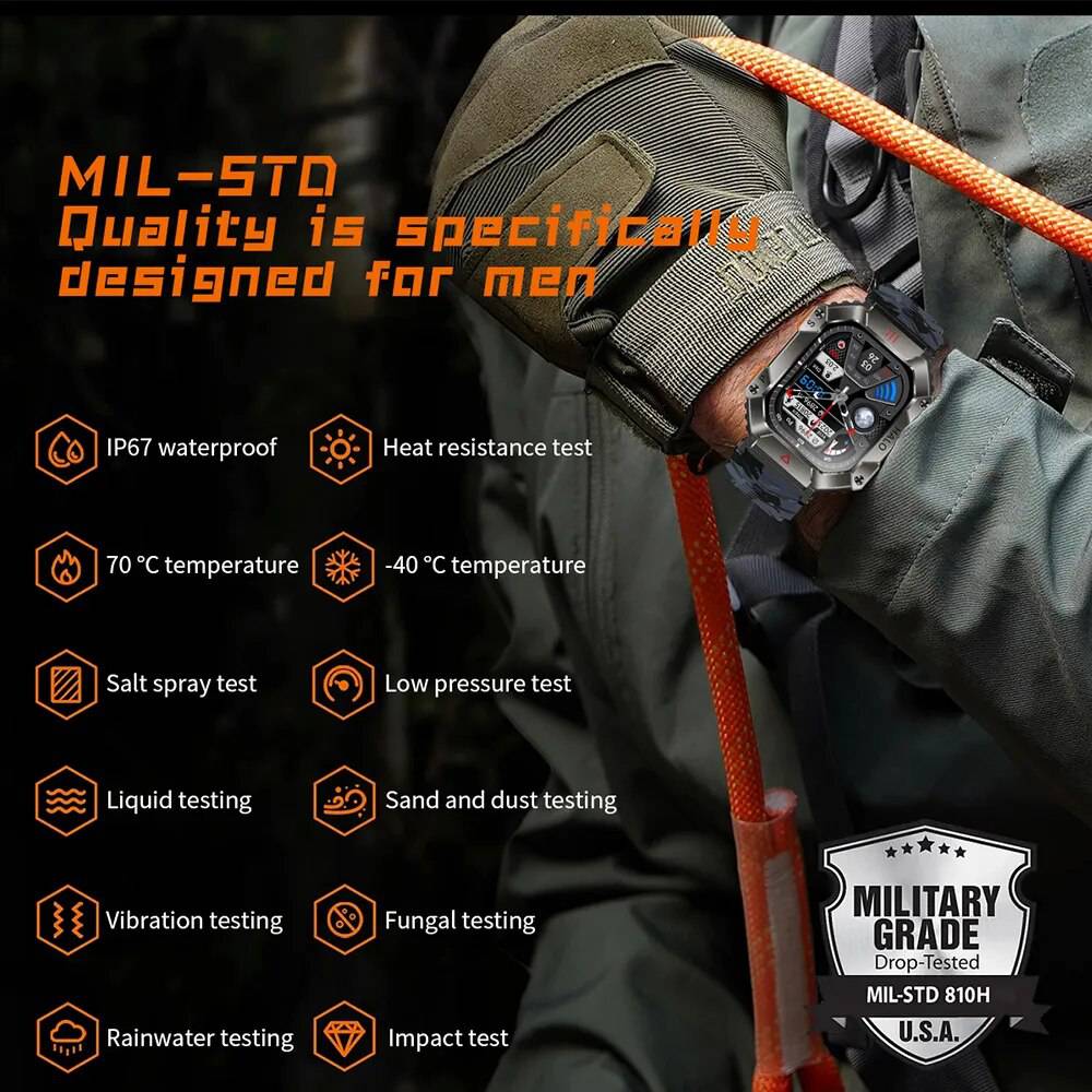 Men Smart Watch For Android IOS Fitness Watches Ip68 Waterproof Military Healthy Monitor AI Voice Bluetooth Call Smartwatch - ALL TRENDY STUFF