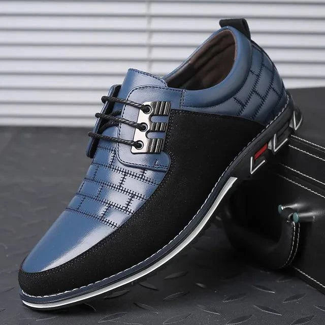 Men Sneakers Shoes Fashion Brand Classic Lace-Up Casual Loafers Pu Leather Shoes Black Breathable Business Men Shoes Big Size - ALL TRENDY STUFF