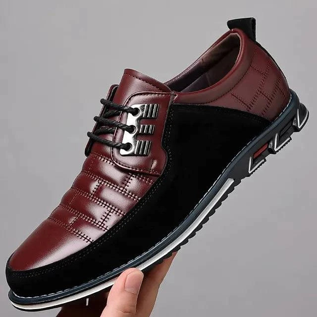 Men Sneakers Shoes Fashion Brand Classic Lace-Up Casual Loafers Pu Leather Shoes Black Breathable Business Men Shoes Big Size - ALL TRENDY STUFF