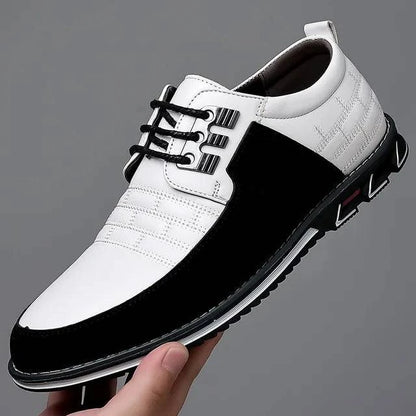 Men Sneakers Shoes Fashion Brand Classic Lace-Up Casual Loafers Pu Leather Shoes Black Breathable Business Men Shoes Big Size - ALL TRENDY STUFF