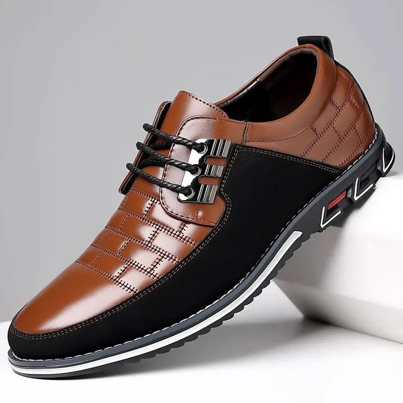 Men Sneakers Shoes Fashion Brand Classic Lace-Up Casual Loafers Pu Leather Shoes Black Breathable Business Men Shoes Big Size - ALL TRENDY STUFF