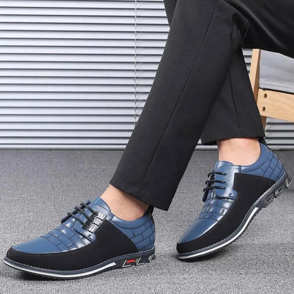 Men Sneakers Shoes Fashion Brand Classic Lace-Up Casual Loafers Pu Leather Shoes Black Breathable Business Men Shoes Big Size - ALL TRENDY STUFF