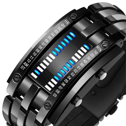 Men Watch 50m Waterproof Lava Watch Double Row Lamp Led Watch Male Binary Steel Band Electronic Sport Watch Relogios Masculino - ALL TRENDY STUFF