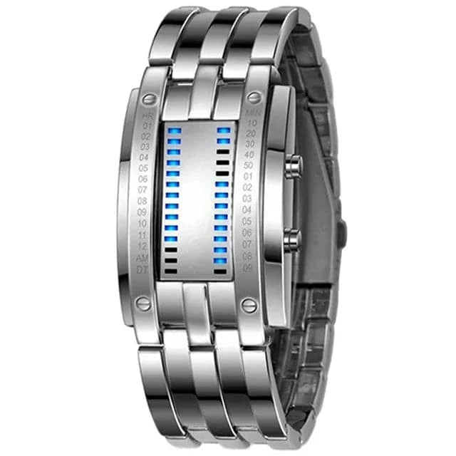 Men Watch 50m Waterproof Lava Watch Double Row Lamp Led Watch Male Binary Steel Band Electronic Sport Watch Relogios Masculino - ALL TRENDY STUFF