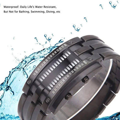 Men Watch 50m Waterproof Lava Watch Double Row Lamp Led Watch Male Binary Steel Band Electronic Sport Watch Relogios Masculino - ALL TRENDY STUFF