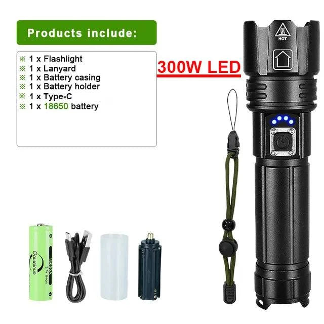 Most Powerful LED Flashlight USB Rechargeable Torch Light High Power Flashlight Tactical Lantern Long Shot Hand Lamp For Camping - ALL TRENDY STUFF