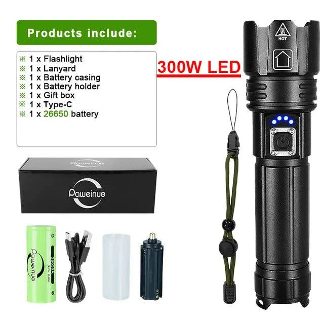 Most Powerful LED Flashlight USB Rechargeable Torch Light High Power Flashlight Tactical Lantern Long Shot Hand Lamp For Camping - ALL TRENDY STUFF