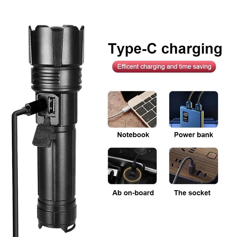 Most Powerful LED Flashlight USB Rechargeable Torch Light High Power Flashlight Tactical Lantern Long Shot Hand Lamp For Camping - ALL TRENDY STUFF