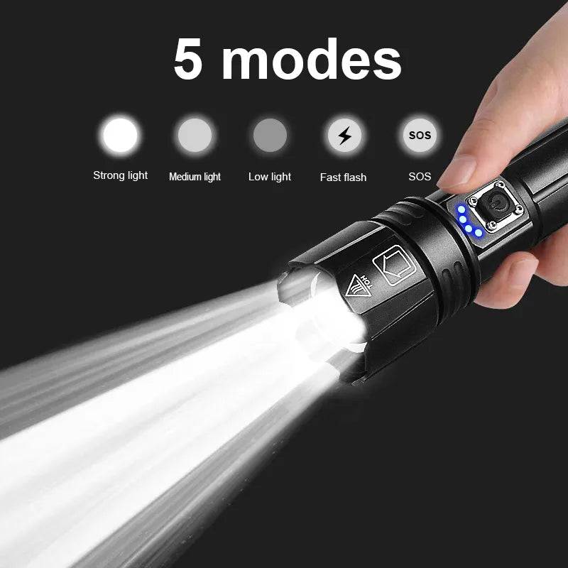 Most Powerful LED Flashlight USB Rechargeable Torch Light High Power Flashlight Tactical Lantern Long Shot Hand Lamp For Camping - ALL TRENDY STUFF