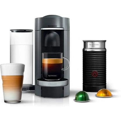 Nespresso VertuoPlus Deluxe Coffee and Espresso Machine by De'Longhi with Milk Frother, Titan,Gray - ALL TRENDY STUFF