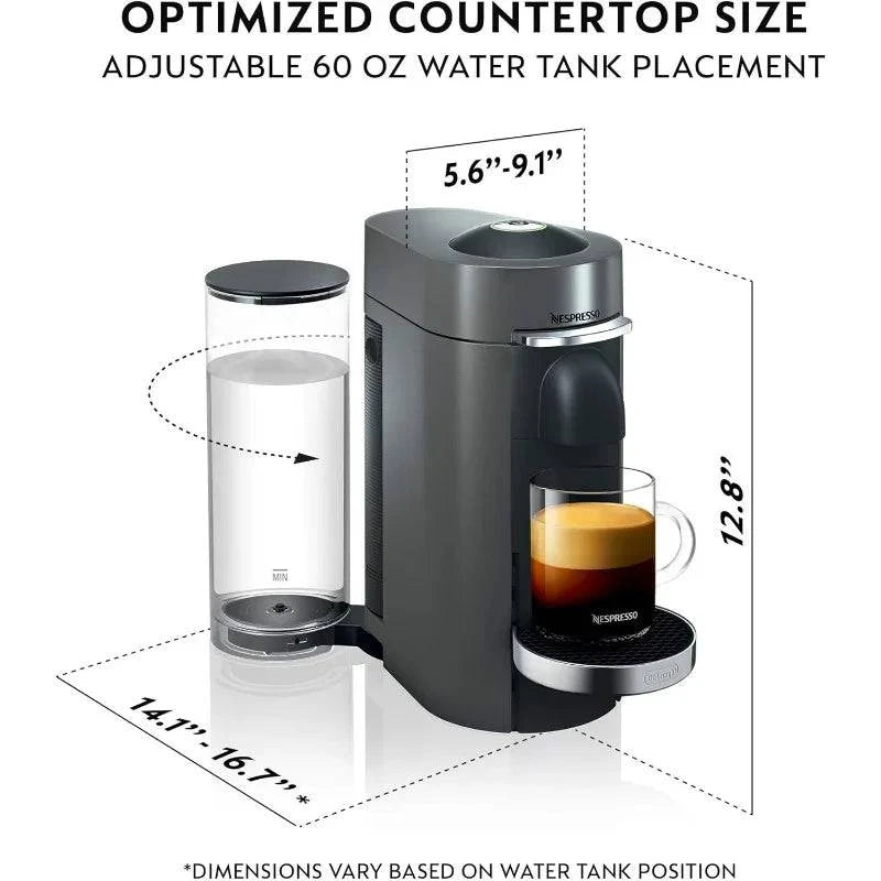 Nespresso VertuoPlus Deluxe Coffee and Espresso Machine by De'Longhi with Milk Frother, Titan,Gray - ALL TRENDY STUFF