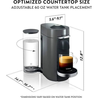 Nespresso VertuoPlus Deluxe Coffee and Espresso Machine by De'Longhi with Milk Frother, Titan,Gray - ALL TRENDY STUFF