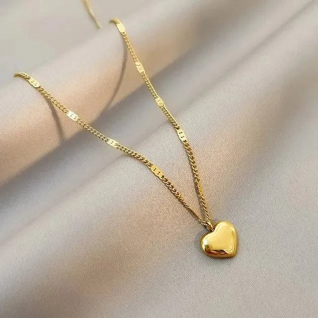 Cross-border Couple Clavicle Chain Geometric Heart-shaped Light Luxury Temperament Simple Sweet Love Pendant Necklace Jewelry - ALL TRENDY STUFF