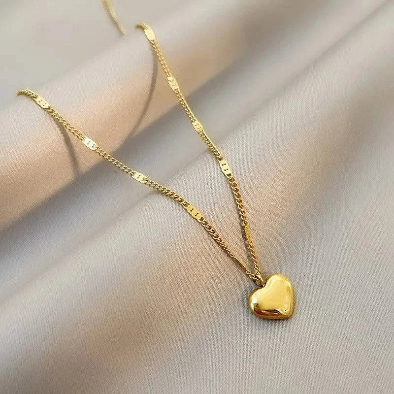 Cross-border Couple Clavicle Chain Geometric Heart-shaped Light Luxury Temperament Simple Sweet Love Pendant Necklace Jewelry - ALL TRENDY STUFF