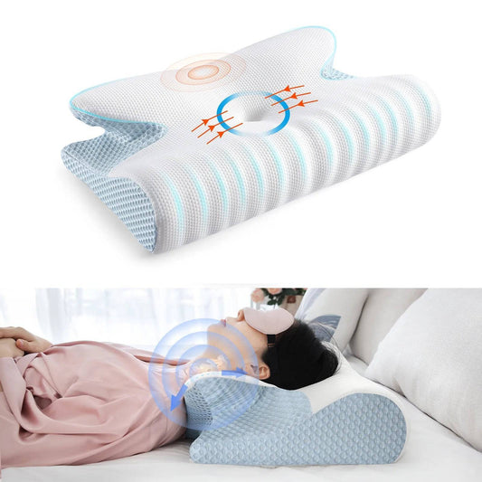 Orthopedic Memory Foam Pillow 60x37cm Slow Rebound Memory Soft Pillow Butterfly Shaped Relax Cervical Neck for Side Back Sleeper - ALL TRENDY STUFF