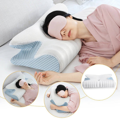 Orthopedic Memory Foam Pillow 60x37cm Slow Rebound Memory Soft Pillow Butterfly Shaped Relax Cervical Neck for Side Back Sleeper - ALL TRENDY STUFF