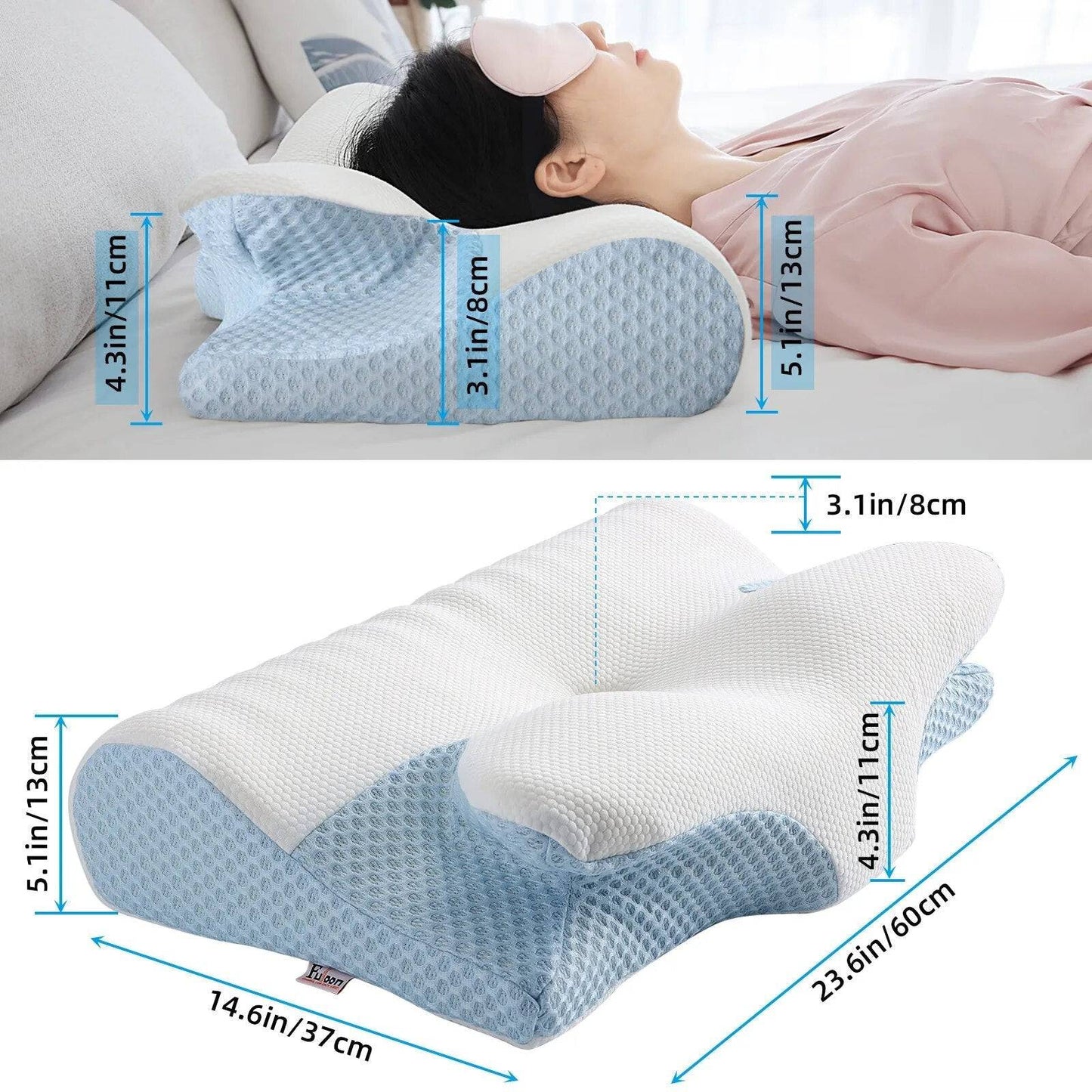 Orthopedic Memory Foam Pillow 60x37cm Slow Rebound Memory Soft Pillow Butterfly Shaped Relax Cervical Neck for Side Back Sleeper - ALL TRENDY STUFF