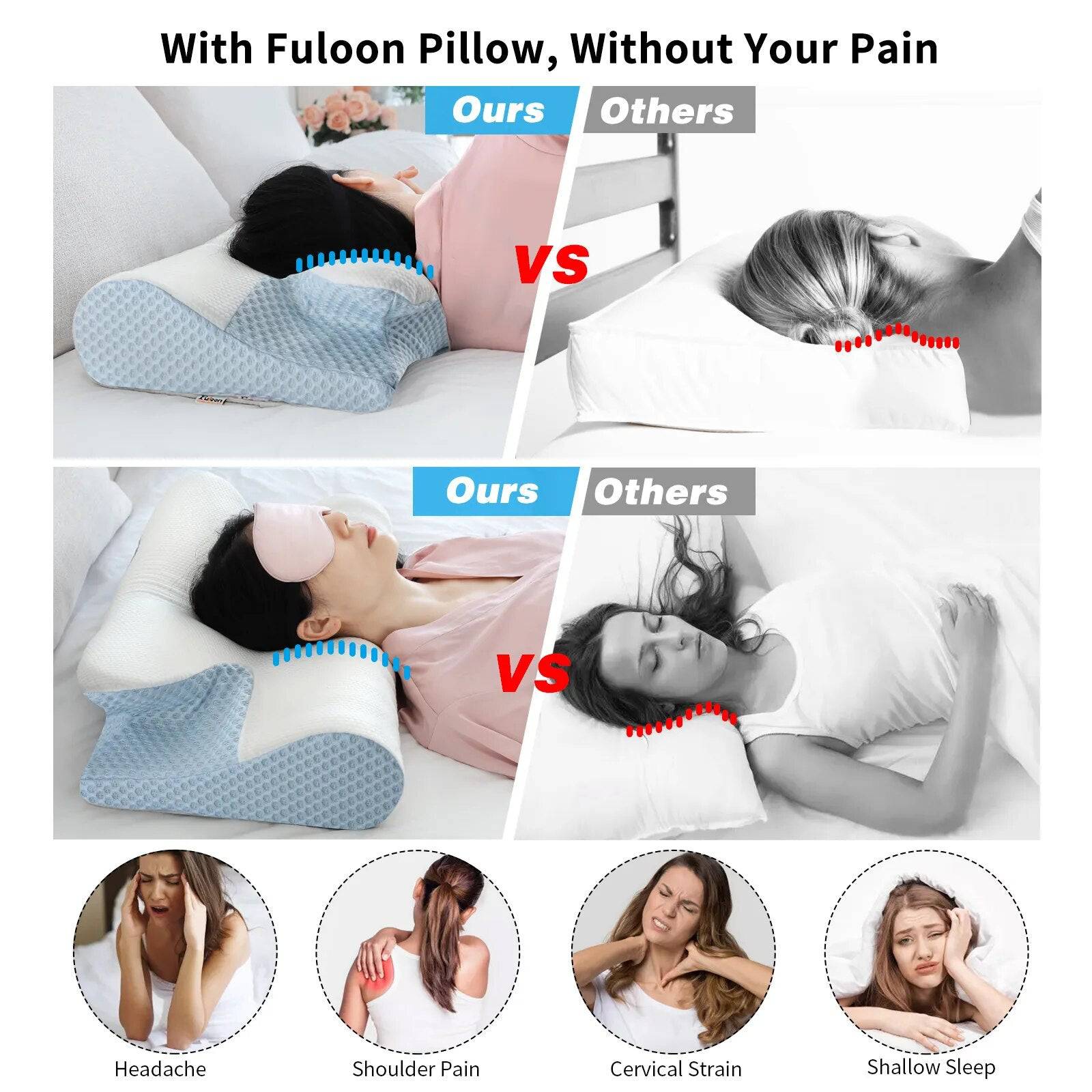 Orthopedic Memory Foam Pillow 60x37cm Slow Rebound Memory Soft Pillow Butterfly Shaped Relax Cervical Neck for Side Back Sleeper - ALL TRENDY STUFF