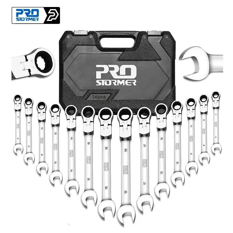 PROSTORMER 14pcs Keys Set Multitool Wrench Ratchet Spanners Set Hand Tool Wrench Set Universal Wrench Tool Car Repair Tools - ALL TRENDY STUFF