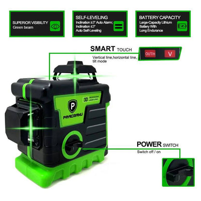 Pracmanu Laser Level 12 Lines 3D level Self-Leveling Horizontal and Vertical Cross Super Powerful Green Laser Beams - ALL TRENDY STUFF