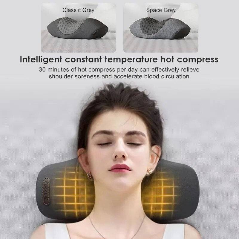 Rechargeable Neck Massage Pillow 3 Modes Heated Vibrating Pillow Orthopedic Neck Stretcher Cervical Traction Relaxation Massager - ALL TRENDY STUFF