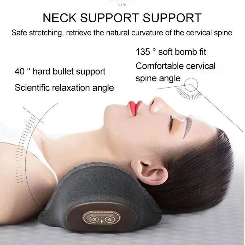 Rechargeable Neck Massage Pillow 3 Modes Heated Vibrating Pillow Orthopedic Neck Stretcher Cervical Traction Relaxation Massager - ALL TRENDY STUFF