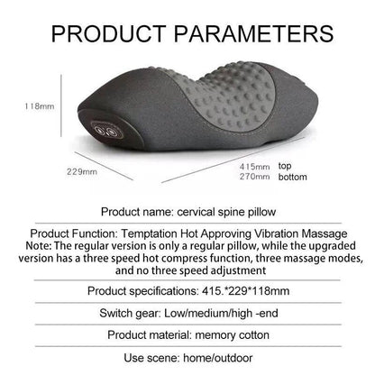 Rechargeable Neck Massage Pillow 3 Modes Heated Vibrating Pillow Orthopedic Neck Stretcher Cervical Traction Relaxation Massager - ALL TRENDY STUFF