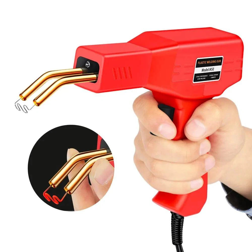 Red Plastic Welder 50W Hot Nail Gun With 200/400/800 Nails Car Bumper Repair Kit Cracking Tool Garage Nailer PVC Machine Welding - ALL TRENDY STUFF