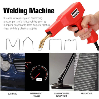 Red Plastic Welder 50W Hot Nail Gun With 200/400/800 Nails Car Bumper Repair Kit Cracking Tool Garage Nailer PVC Machine Welding - ALL TRENDY STUFF