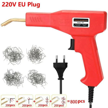 Red Plastic Welder 50W Hot Nail Gun With 200/400/800 Nails Car Bumper Repair Kit Cracking Tool Garage Nailer PVC Machine Welding - ALL TRENDY STUFF