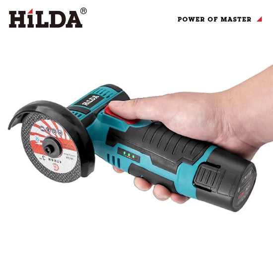 HILDA 12V Miniature Rechargeable Mini Angle Grinder with Battery Cutting Blade Polishing Grinder for Cutting Diamond Cordless