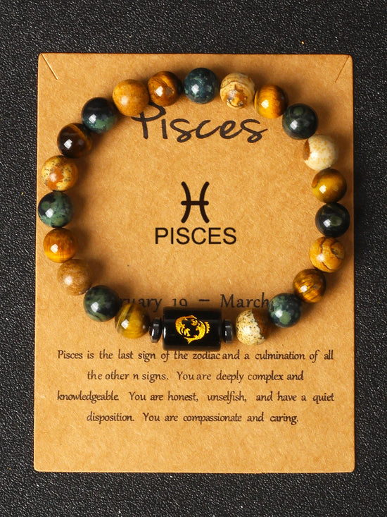 12 Zodiac Signs Constellation Charm Bracelet Men Women Fashion Tiger Eye Stone Beaded Bracelets Virgo Leo Libra Couple Jewelry