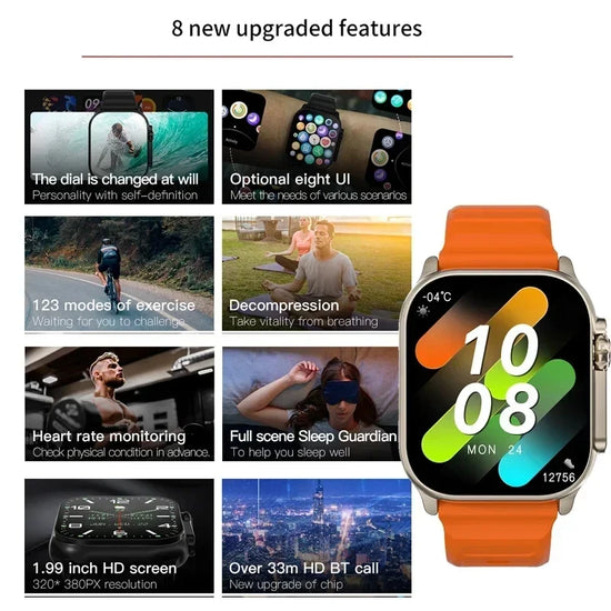 10 Ultra Smart Watch 49mm NFC Men Women GPS Track Bluetooth Call BT Music Games Wireless Charging Smartwatch
