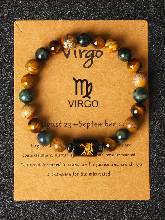 12 Zodiac Signs Constellation Charm Bracelet Men Women Fashion Tiger Eye Stone Beaded Bracelets Virgo Leo Libra Couple Jewelry