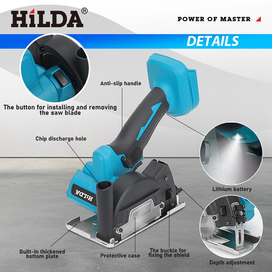 HILDA 12V Miniature Rechargeable Mini Angle Grinder with Battery Cutting Blade Polishing Grinder for Cutting Diamond Cordless